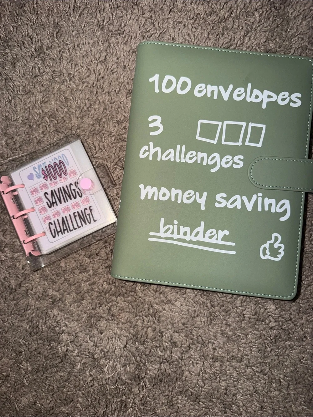 Amazon Green Money Saving Binder with Pink Mini Envelope Organizer